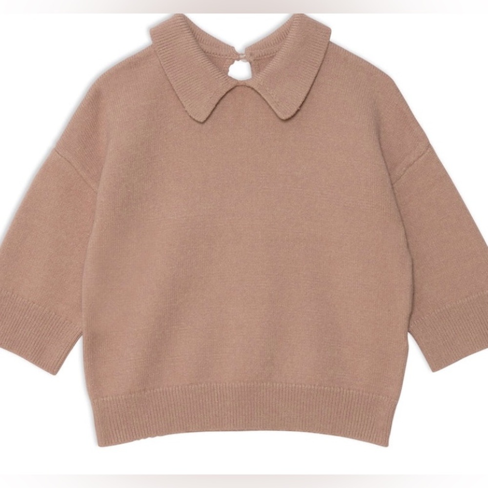 Deux Par Deux  3/4 Sleeve Knitted Top in Beige - Kids Size 8